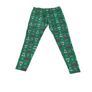 Christmas Pattern No Boundaries Girls Leggings L/XL Green & Red Cotton/Spandex